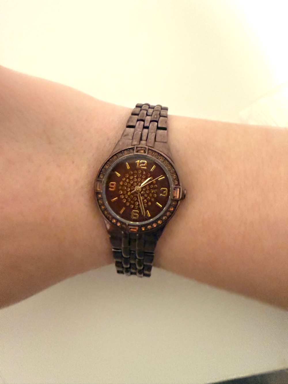 Crystal Accent Bronze-Tone Women's Wristwatch